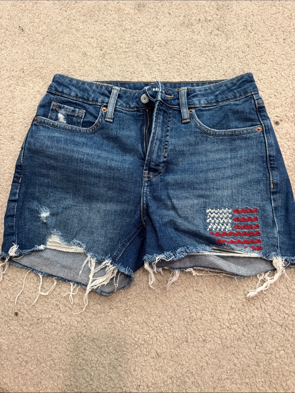 Old Navy Denim Cutoff Shorts with Embroidered Flag